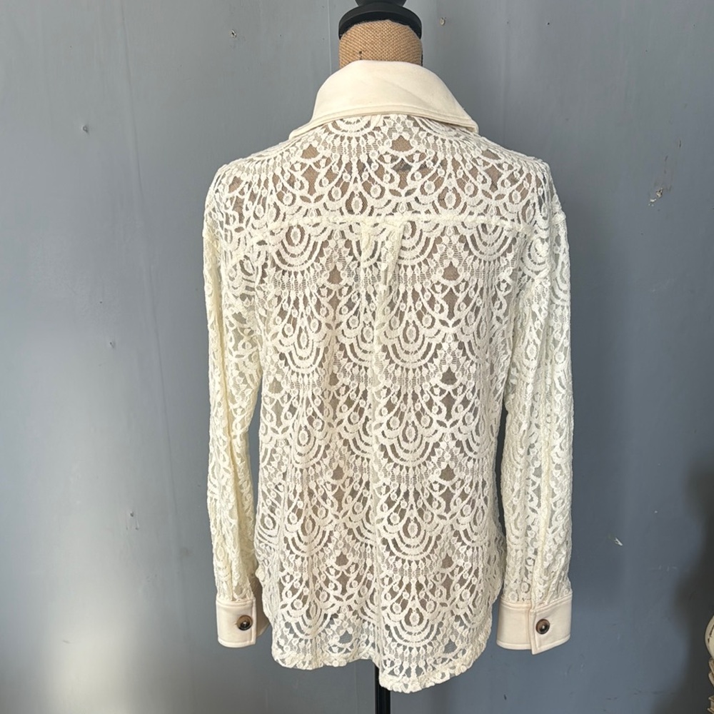 Chic Lace Button-Up Shirt - Picture 5 of 7